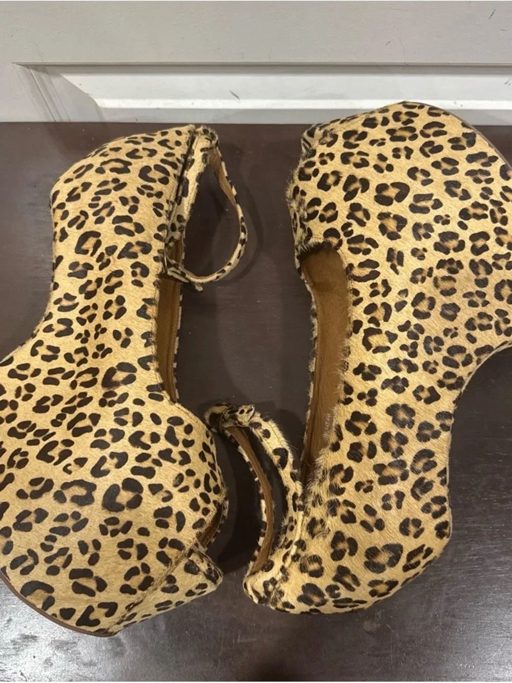 Jeffrey Campbell Leopard Print Peep-Toe Platform Heels - Tan/Black